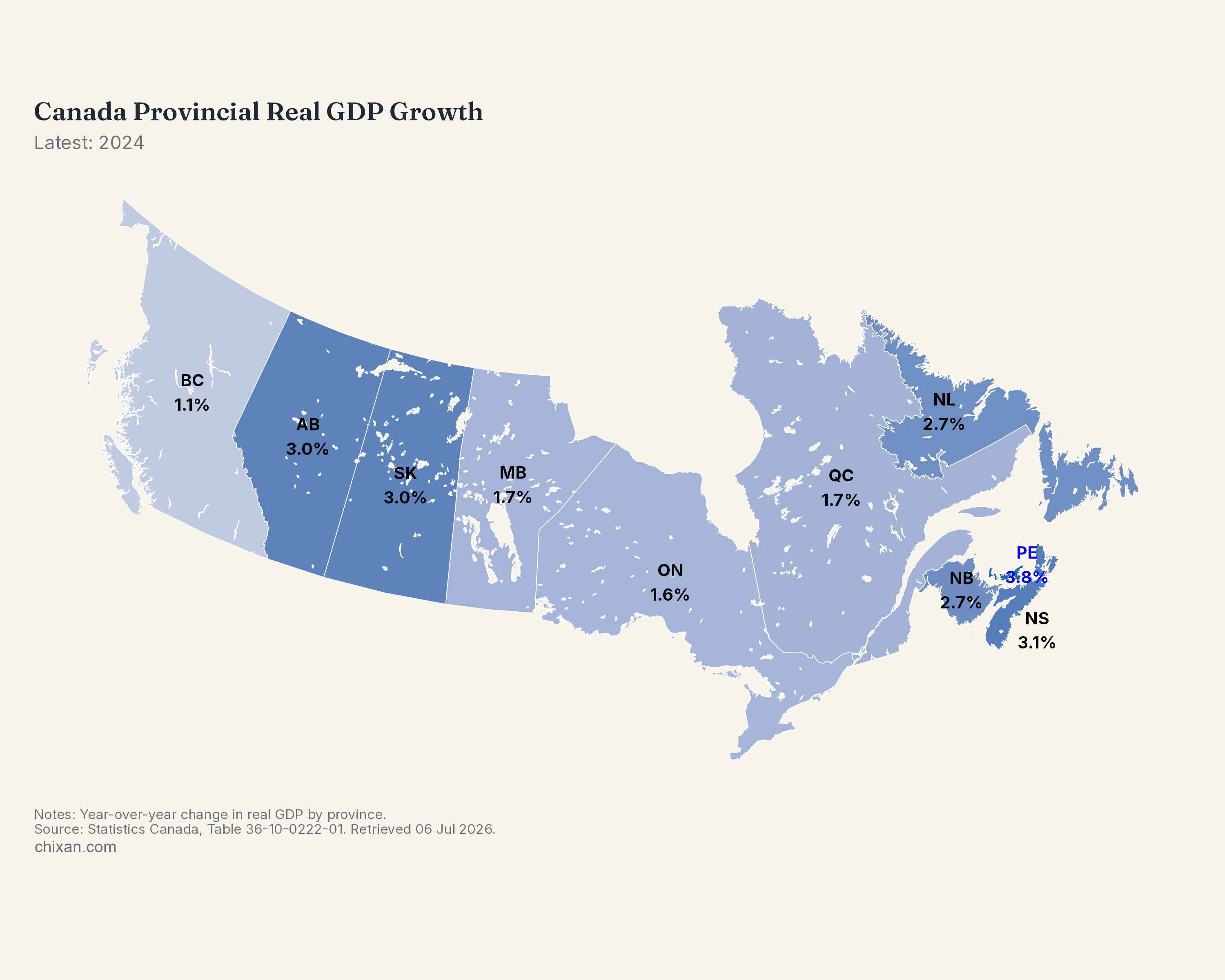 Real GDP Growth by Province (Map)